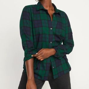 Women Long Sleeve Plaid Flannel Shirt - Size XXL